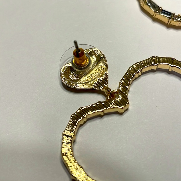 ⚜️Sugarfix By Baublebar Double Heart Gold Hoop Crystal Encrusted Earrings! NWOT! - Picture 4 of 4